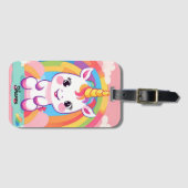 Schattigee Baby eenhoorn regenboog Bagagelabel (Voorkant (horizontaal))