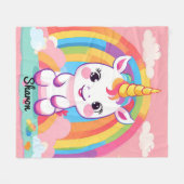 Schattigee Baby eenhoorn regenboog Fleece Deken (Voorkant (Horizontaal))