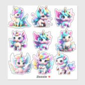 Schattigee baby eenhoorn regenboog kleur sticker (Vel)