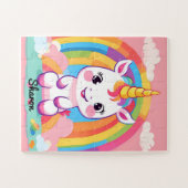 Schattigee Baby eenhoorn regenboog Legpuzzel (Horizontaal)