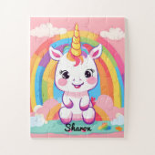 Schattigee Baby eenhoorn regenboog Legpuzzel (Verticaal)