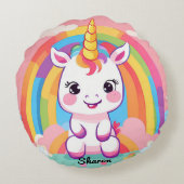 Schattigee Baby eenhoorn regenboog Rond Kussen (Achterkant)