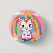 Schattigee Baby eenhoorn regenboog Ronde Button 3,2 Cm (Voorkant)