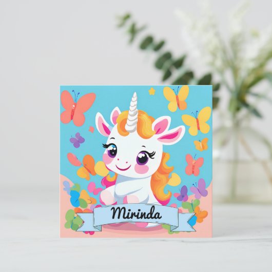 Schattigee Baby eenhoorn vlinder aangepaste naam (Staand voorkant)