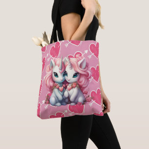 Schattigee Baby Eenhoorns Paar voor Valentijnsdag  Tote Bag