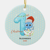 Schattigee baby eerste kerst baby dinosaurus keramisch ornament (Voorkant)