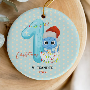 Schattigee baby eerste kerst baby dinosaurus keramisch ornament
