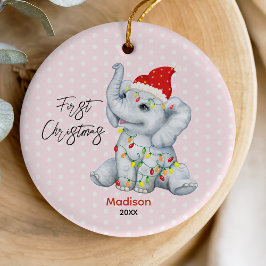 Schattigee baby eerste Kerst baby olifant roze Keramisch Ornament
