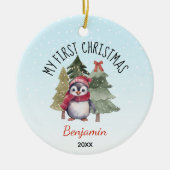 Schattigee baby eerste Kerst pinguin Keramisch Ornament (Voorkant)
