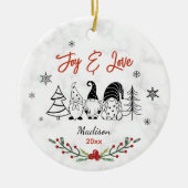 Schattigee baby eerste kerst zwart wit kabouter bo keramisch ornament (Voorkant)