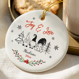 Schattigee baby eerste kerst zwart wit kabouter bo keramisch ornament