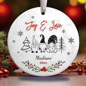 Schattigee baby eerste kerst zwart wit kabouter bo keramisch ornament