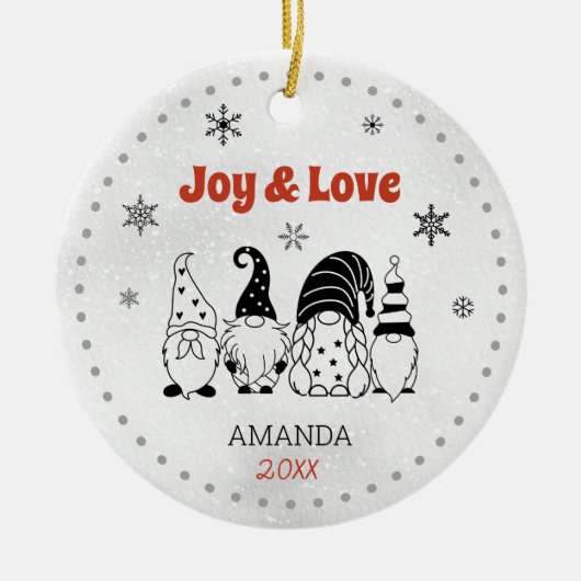 Schattigee baby eerste kerst zwart wit kabouter keramisch ornament (Voorkant)