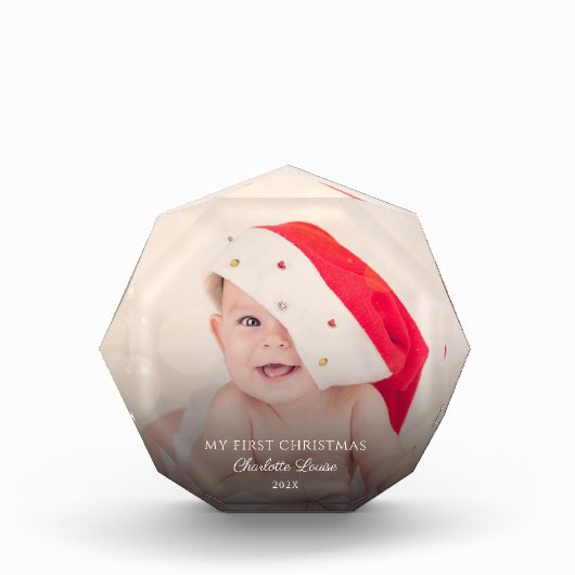 Schattigee Baby Eerste Kerstdag Gepersonaliseerd Fotoblokken (Voorkant)