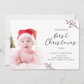 Schattigee Baby eerste kerstfoto Feestdagenkaart (Voorkant)