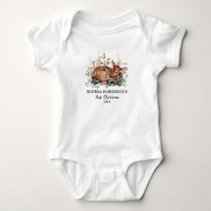 Schattigee Baby Eerste Kerstherten Bloemen Modern Romper