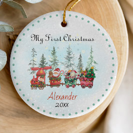 Schattigee baby eerste Kerstmis santa trein Keramisch Ornament