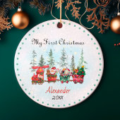 Schattigee baby eerste Kerstmis santa trein Keramisch Ornament
