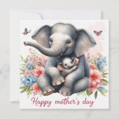 Schattigee Baby Elephant Moederdag Dierenvriend Kaart (Voorkant)