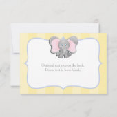 Schattigee Baby Elephant Party Tafelnummer Kaart # (Achterkant)