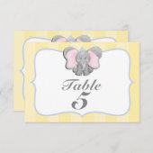 Schattigee Baby Elephant Party Tafelnummer Kaart # (Voorkant / Achterkant)