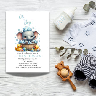 Schattigee Baby Elephant Waterverf Bubbles Baby sh Kaart