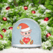 Schattigee Baby Elf gekleed in rood Wereldbol Sneeuwbol (Kerstmis)