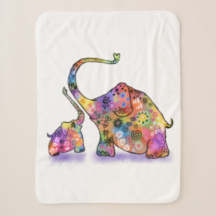 Schattigee Baby en moeder olifant Baby Sherpa Blan Deken