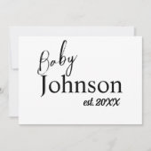 Schattigee Baby Est. Jaar Gender Reveal Aankondiging (Voorkant)