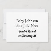 Schattigee Baby Est. Jaar Gender Reveal Aankondiging (Achterkant)