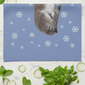 Schattigee Baby Ezel Slapen met Sneeuwvlokken Theedoek (Gevouwen)