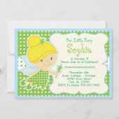 Schattigee, Baby Fairy verjaardagsfeestuitnodiging Kaart (Voorkant)