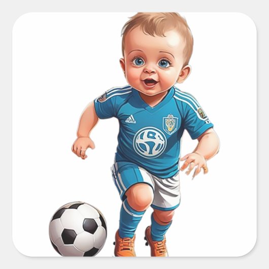 Schattigee Baby Football Speler Vierkante Sticker (Voorkant)