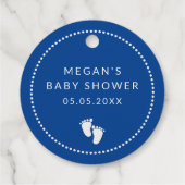 Schattigee Baby Footprints Blauw Baby Making Potio Bedankjes Labels (Achterkant)