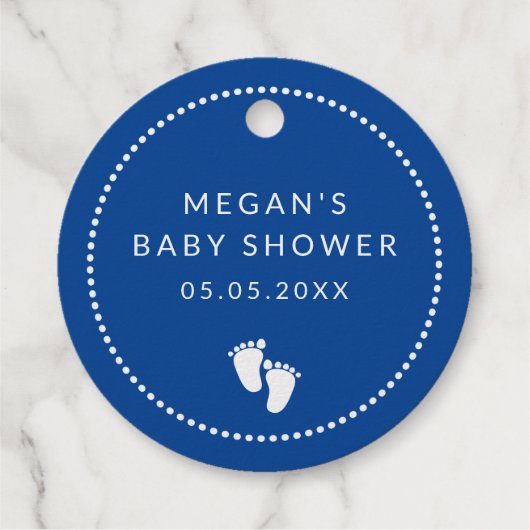 Schattigee Baby Footprints Blauw Baby Making Potio Bedankjes Labels (Achterkant)