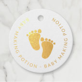 Schattigee Baby Footprints Blauw Baby Making Potio Bedankjes Labels (Voorkant)