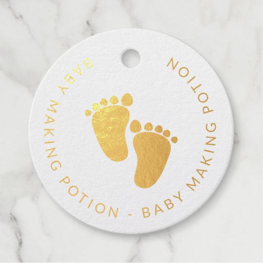Schattigee Baby Footprints Blauw Baby Making Potio Bedankjes Labels (Voorkant)
