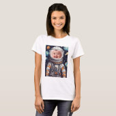 Schattigee Baby Foto Astronaut Cat Cutout Foto T-shirt (Voorkant volledig)