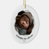 Schattigee Baby foto eerste vrolijke kerst Keramisch Ornament (Rechts)