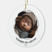 Schattigee Baby foto eerste vrolijke kerst Keramisch Ornament (Links)