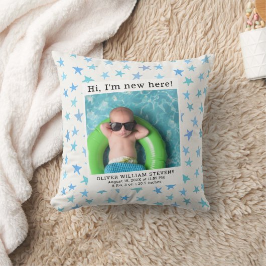 Schattigee Baby Foto Geboortestatistieken Kwekerij Kussen (Deken)