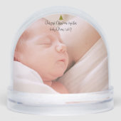 Schattigee Baby foto Keepsake onze eerste kerst Sneeuwbol (Voorkant)
