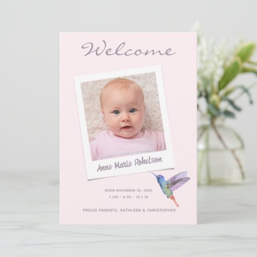 Schattigee Baby Fotocollage Moderne Geboorteaankon Aankondiging (Staand voorkant)