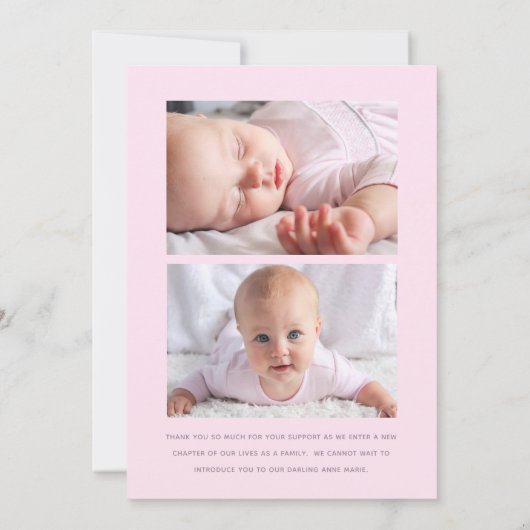 Schattigee Baby Fotocollage Moderne Geboorteaankon Aankondiging (Achterkant)