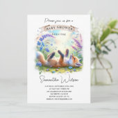 Schattigee Baby Fox Baby shower uitnodiging (Staand voorkant)
