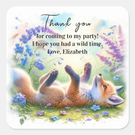 Schattigee Baby Fox Baby shower Verjaardag Classic Vierkante Sticker (Voorkant)