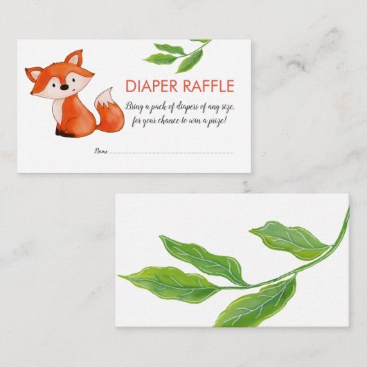 Schattigee Baby Fox bladeren | Luierloof | BABY SH Informatiekaartje (Voorkant / Achterkant)