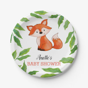 Schattigee Baby Fox   Bladeren   Woodland Baby sho Papieren Bordje