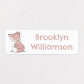 Schattigee baby fox cartoon gepersonaliseerd labels (Design 1)