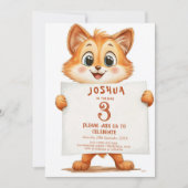 Schattigee Baby Fox en Sign Kids verjaardagsfeestj Kaart (Voorkant)